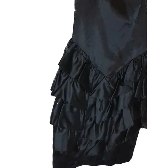 Kellwood Company Black Tiered Ruffle Dress Dark Academia Whimsigoth Size 9 READ - Picture 4 of 12